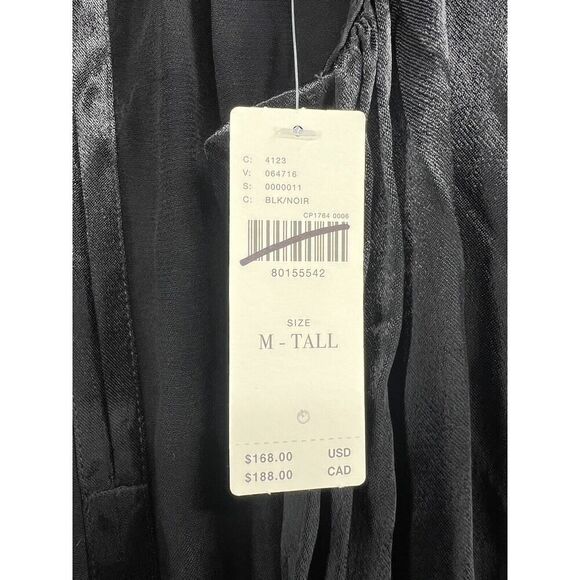 Anthropologie The Somerset Jumpsuit Size Medium Tall Inseam Satin Black - Picture 10 of 12
